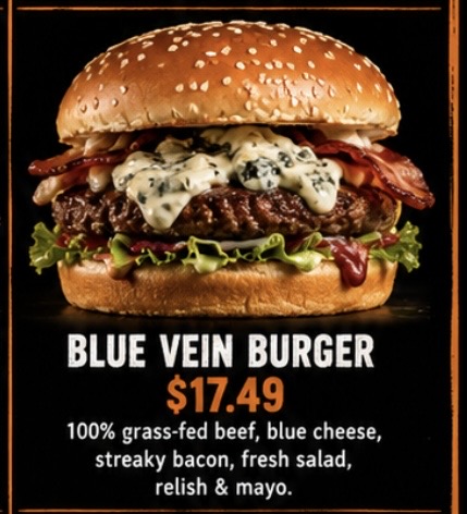 Blue Vein Burger at Hunger Burger Auckland