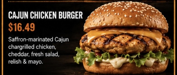 Cajun Chicken Burger at Hunger Burger Auckland