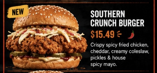 Southern Crunch Burger at Hunger Burger Auckland